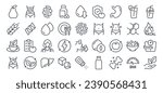 Nutrition, detox, healthy and organic, food, weight loss, diet, metabolism and BMI editable stroke outline icons set isolated on white background flat vector illustration. Pixel perfect. 64 x 64.