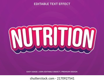 nutrition editable text effect template with abstract background use for business logo and brand