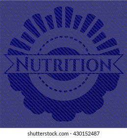 Nutrition emblem with denim high quality background