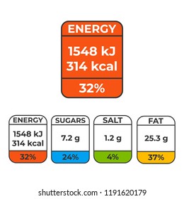 Nutrition energy food, ingredient info. Nutrition facts label.