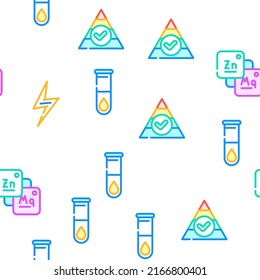 Nutrition Facts Diet Vector Seamless Pattern Color Line Illustration