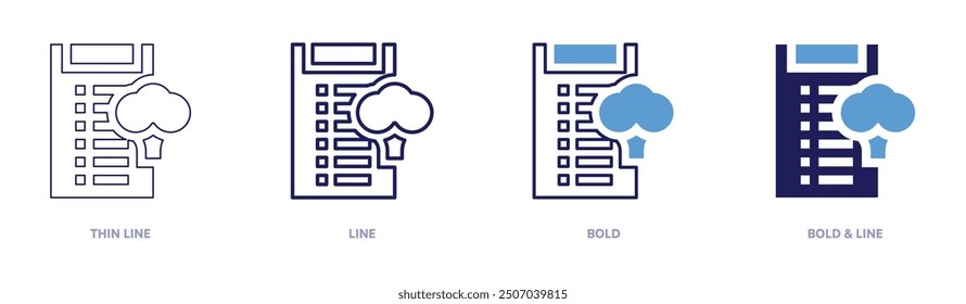 Nutrition facts icon in 4 different styles. Thin Line, Line, Bold, and Bold Line. Duotone style. Editable stroke.