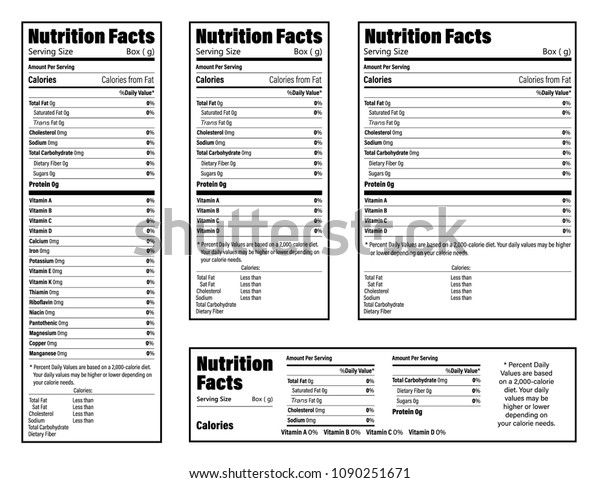 Nutrition Facts Information Label Box Daily Stock Vector (Royalty Free ...