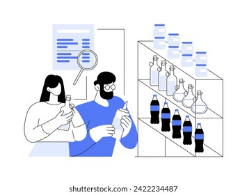 Nutrition facts isolated cartoon vector illustrations. Couple reading product composition on labels in grocery store, buying food in a supermarket, study nutrition facts vector cartoon.