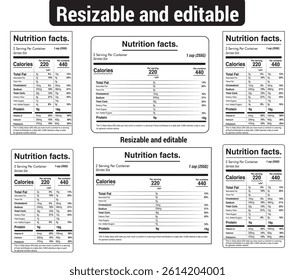 nutrition facts, Nutrition label, Editable nutrition label, 