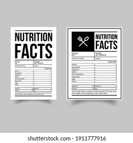 Nutrition Facts Label Set Vector