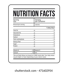 Nutrition Facts label template vector