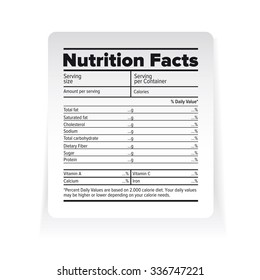 Nutrition facts label vector