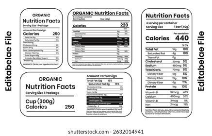 Nutrition Facts Label Vector Illustration and nutrition organic facts