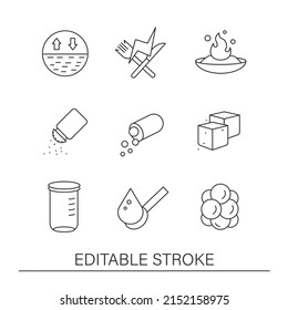 Nutrition Facts Line Icons Set. Vitamins And Minerals Supplements.Healthy Concepts.Isolated Vector Illustrations. Editable Stroke