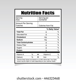 nutrition facts paper value illustration
