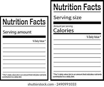 Nutrition facts template Eps, clipart – Nutritional calories and ingredients table – Blank label files – eps for cricut	
