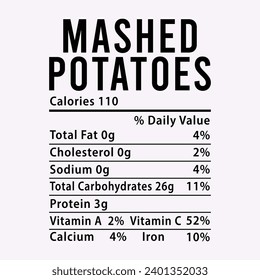 Nutrition Facts Thanksgiving Candied Yams EPS illustration cut file for cutting machine