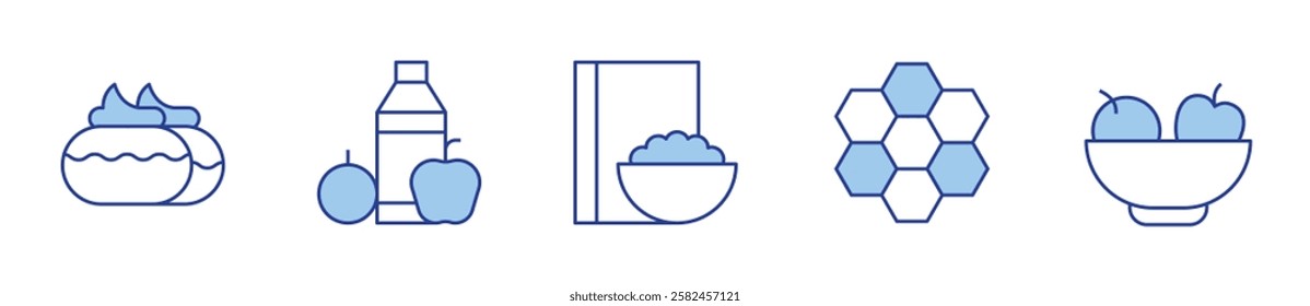 nutrition, feeding, cake, cereal, hive. Nutrition Icon vector illustration. Line Duotone style. Editable stroke.