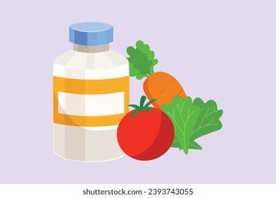 Nutrition Food. Food and health concept. Colored flat vector illustration isolated.