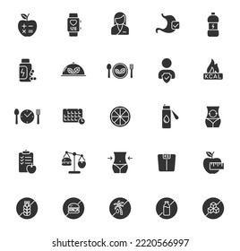 nutrition glyph icons isolated on white background. nutrition glyph icon set for web, mobile apps, ui design, print polygraphy and promo advertising business