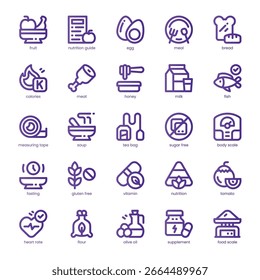 Nutrition Guide Icon pack para o seu site, celular, apresentação e design de logotipo. Nutrition Guide Icon line projeto de cor básica. Ilustração de gráficos vetoriais e traçado editável.