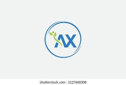 Nutrition and healthy circle logo design. medical nutrition therapy symbol design, art with AX letters