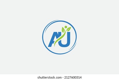 Nutrition and healthy circle logo design. medical nutrition therapy symbol design, art with AU letters
