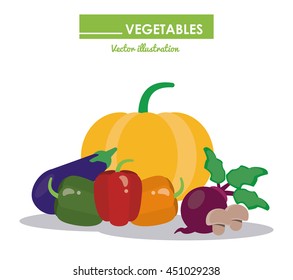 Nutrition and Healthy food concept represented by vegetables icon set. Colorful and flat illustration.