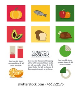 Nutrition and Healthy food concept represented by Infographic icon. Colorfull and flat illustration.