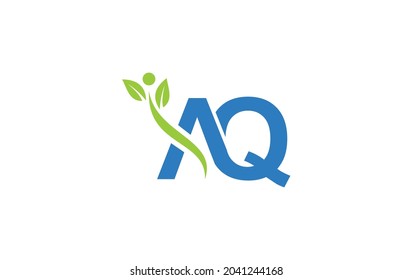 Nutrition and healthy logo design. medical nutrition therapy symbol with AQ letter