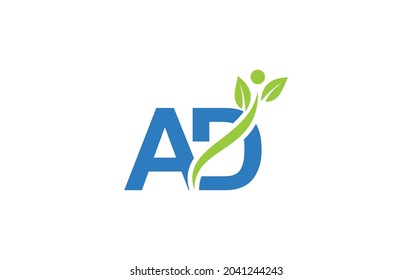 Nutrition and healthy logo design. medical nutrition therapy symbol with AD letter