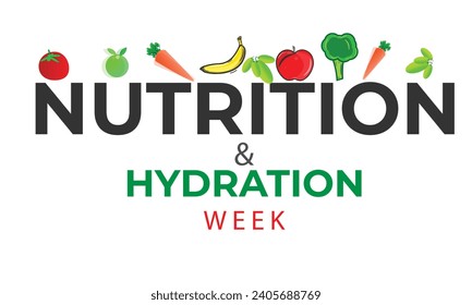Semana de Nutrición e Hidratación. fondo, banner, tarjeta, afiche, plantilla. Ilustración vectorial.