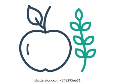 Nutrition icon. apple with wheat. icon related to track. line icon style. nutrition elements vector illustration