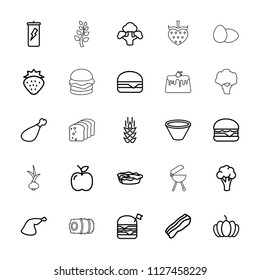 Nutrition icon. collection of 25 nutrition outline icons such as wheat, strawberry, cauliflower, double burger with flag. editable nutrition icons for web and mobile.