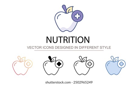 Diseño de icono de nutrición con fondo blanco Ilustración de stock