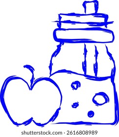 nutrition icon in doodle style. blue line scribble icon	