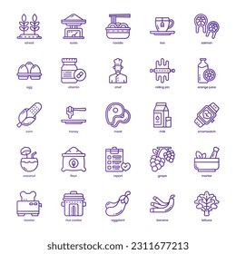 Nutrition icon pack for your website design, logo, app, and user interface. Nutrition icon basic line gradient design. Vector graphics illustration and editable stroke.