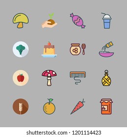 nutrition icon set. vector set about candy, carrot, jam and seasoning icon icons set.