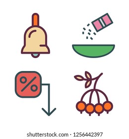 nutrition icon set. vector set about bell, seasoning, berry and loss icons set.