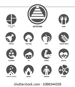 nutrition icon set,inverse flat style