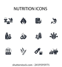 Nutrition icon set.vector.Editable stroke.linear style sign for use web design,logo.Symbol illustration.