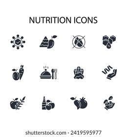 Nutrition icon set.vector.Editable stroke.linear style sign for use web design,logo.Symbol illustration.