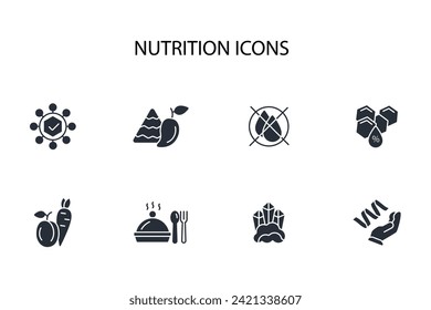 Icono de nutrición set.vector.Curso editable.Signo de estilo lineal para usar diseño web,logo.Ilustración de símbolo.