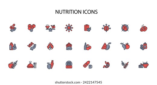 Nutrition icon set.vector.Editable stroke.linear style sign for use web design,logo.Symbol illustration.