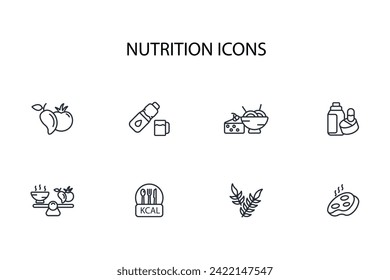 Icono de nutrición set.vector.Curso editable.Signo de estilo lineal para usar diseño web,logo.Ilustración de símbolo.