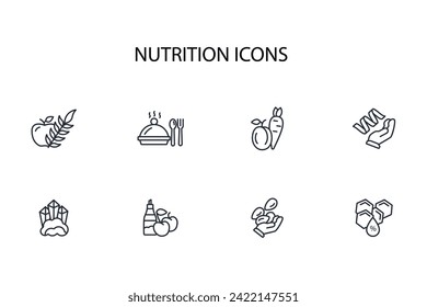 Nutrition icon set.vector.Editable stroke.linear style sign for use web design,logo.Symbol illustration.