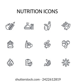 Nutrition icon set.vector.Editable stroke.linear style sign for use web design,logo.Symbol illustration.