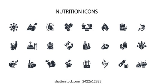 Nutrition icon set.vector.Editable stroke.linear style sign for use web design,logo.Symbol illustration.