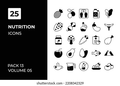 Nutrition icons collection. Set vector line with elements for mobile concepts and web apps. Collection modern icons.