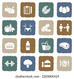 Nutrition Icons. Grunge Color Flat Design. Vector Illustration.