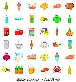 Nutrition icons set. Cartoon style of 36 nutrition vector icons for web isolated on white background