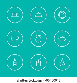 Nutrition icons set with meal, watermelon and milk elements. Set of nutrition icons and fruit concept. Editable vector elements for logo app UI design.