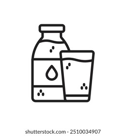 Ilustração do vetor do ícone do contorno do Kefir da nutrição