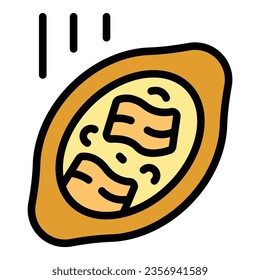 Nutrition khachapuri icon outline vector. Food bread. Adjara meal color flat